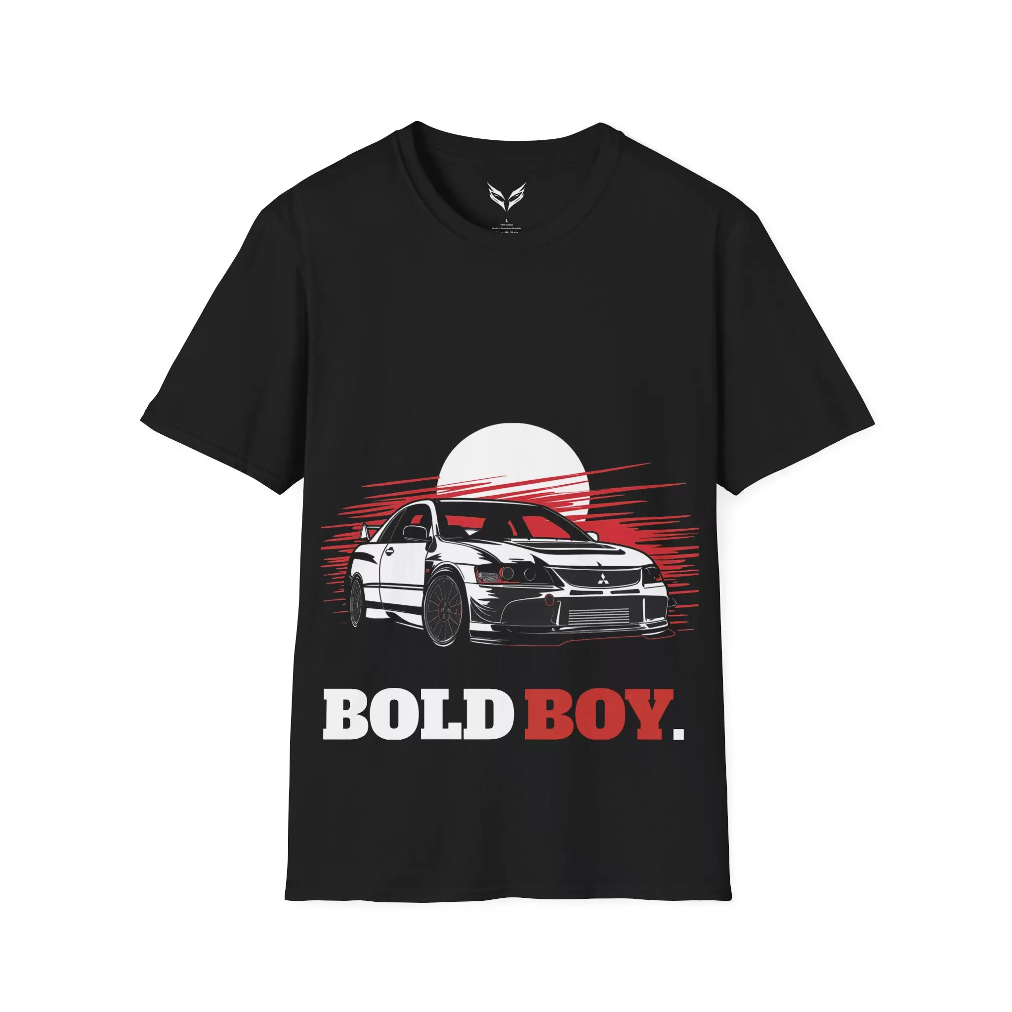 a black t-shirt with a picture of a car