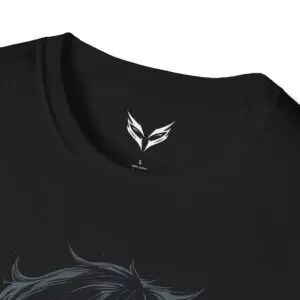 a black shirt with a white design on it