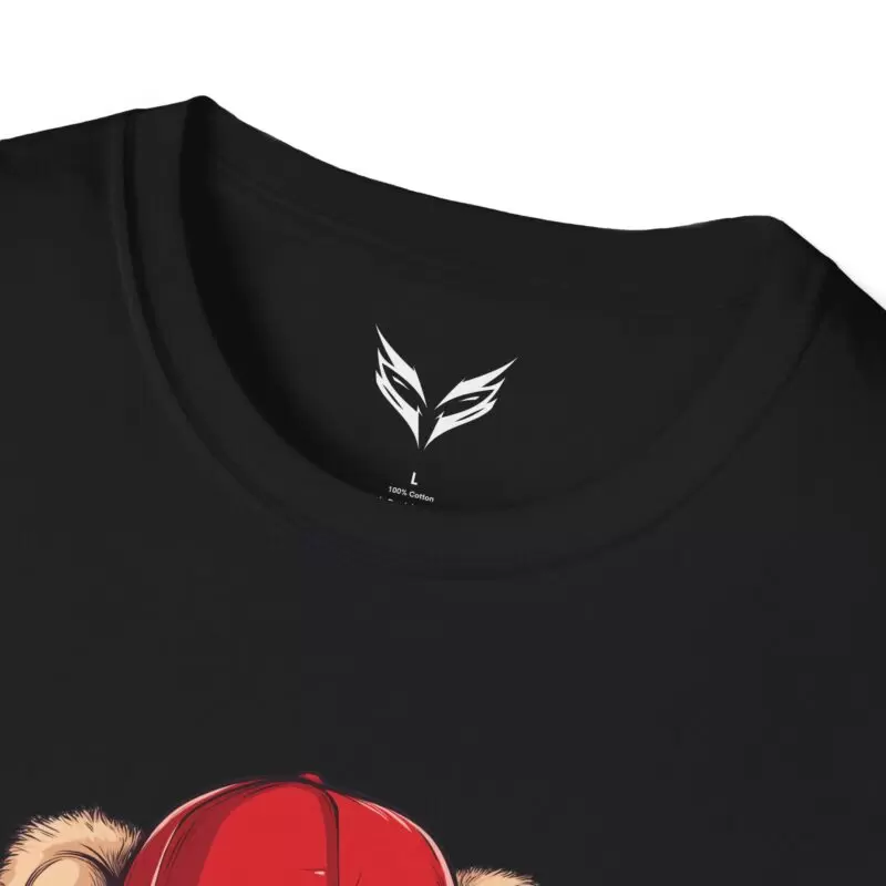 a black shirt with a cartoon on it