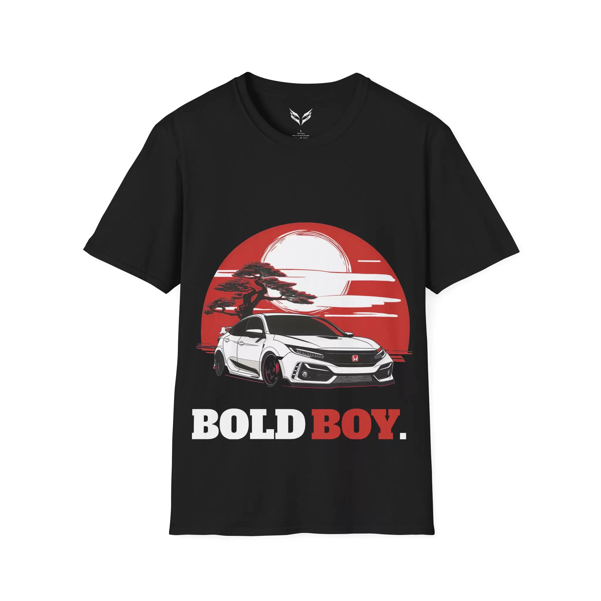 a black shirt with a picture of a car and a sunset